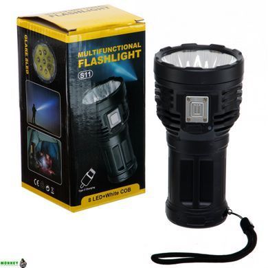 Ліхтарик ручний світлодіодний X-BALOG BL-S11 (пластик, 8 LED, COB, USB-вхід, р-р 14,2х7см, чорний)