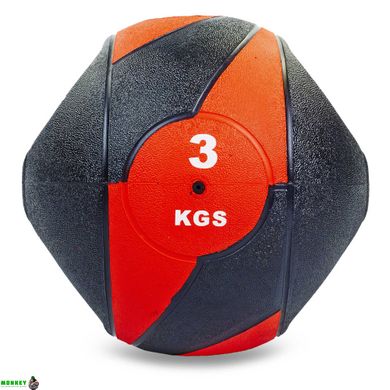 Мяч медицинский медбол с двумя ручками Record Medicine Ball FI-5111-3 3кг черный-красный