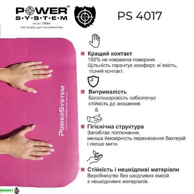 Коврик для йоги и фитнеса Power System PS-4017 Fitness-Yoga Mat Pink