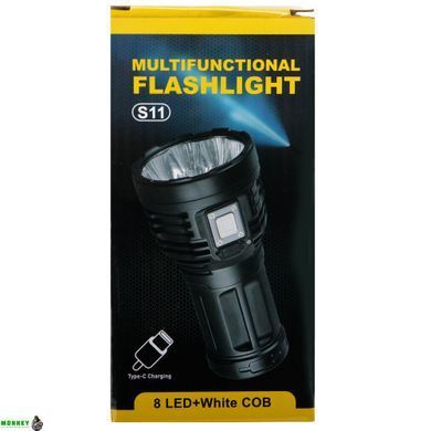 Ліхтарик ручний світлодіодний X-BALOG BL-S11 (пластик, 8 LED, COB, USB-вхід, р-р 14,2х7см, чорний)
