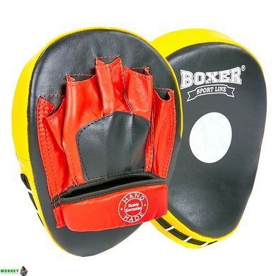 Лапа Вигнута для боксу та єдиноборств BOXER 2010-01 Чорний-червоний 19х23х4см 2шт