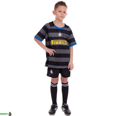 Форма футбольная детская с символикой футбольного клуба INTER MILAN резервная 2021 SP-Planeta CO-2461 8-14 лет серый-черный
