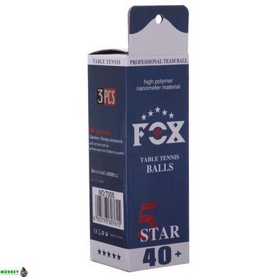 Набір м'ячів для настільного тенісу FOX 3* 40+ T005 3шт білий