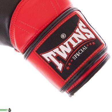 Рукавички боксерські шкіряні TWINS BGVL11 Чорний-червоний 14 унції VELCRO 10-14унцій
