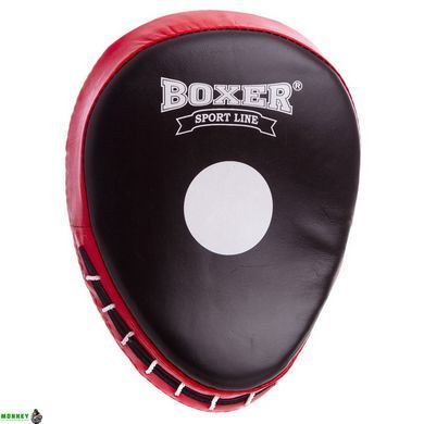 Лапа Вигнута для боксу та єдиноборств BOXER 2010-01 Чорний-червоний 19х23х4см 2шт