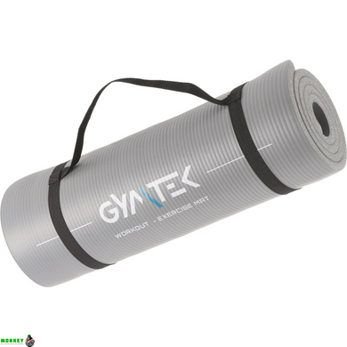 Коврик (мат) для фитнеса и йоги Gymtek NBR 1,5 см серый