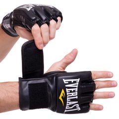 Рукавички для змішаних єдиноборств MMA шкіряні EVERLAST PRO STYLE EV7778 S-XL чорний