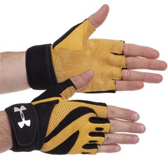Перчатки для тяжелой атлетики UAR BC-2427 (размер S-XL, черный-желтый)