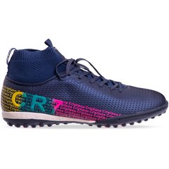 Сороконіжки взуття футбольне з носком OWAXX 190930A-1 NAVY/PLUM/CYAN розмір 40-45 (верх-PU, підошва-RB, синій-рожевий-синій)