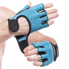 Перчатки для фитнеca HARD TOUCH FG-008 (PVC, PL, открытые пальцы, р-р XS-L, черный-синий)
