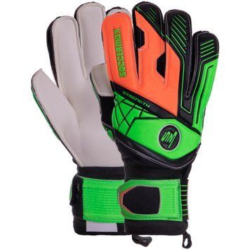 Перчатки вратарские SOCCERMAX GK-009 9 размер салатовый-оранжевый-черный