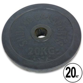 Диски для штанги обгумовані SHUANG CAI SPORTS ТА-1449-20 52мм 20кг чорний