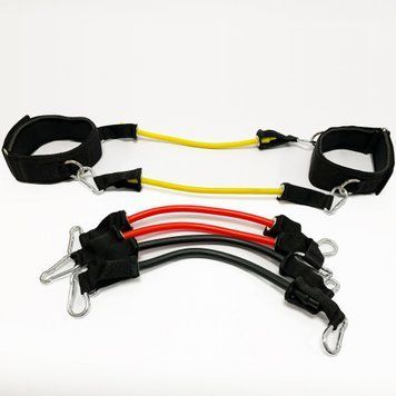 Еспандер для ніг універсальний Meta Kinetic Ankle, Thigh & Arm Band Universal Set чорний, жовтий, че