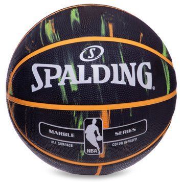 Мяч баскетбольный резиновый №7 SPALDING 83882Z NBA MARBLE (резина, бутил, черный-желтый)