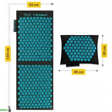 Килимок акупунктурний з подушкою 4FIZJO Eco Mat XL Аплікатор Кузнєцова Black/Blue (P-5907739317452)