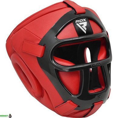 Боксерский шлем RDX T1 Grill Full Red L (капа в комплекте)