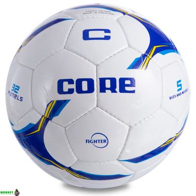 Мяч футбольный CORE SHINY FIGHTER CR-026 №5 PU белый-синий-голубой