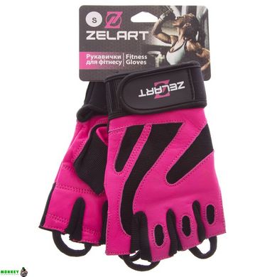Перчатки для фитнеса и тренировок женские Zelart SB-161738 размер XS-M черный-розовый