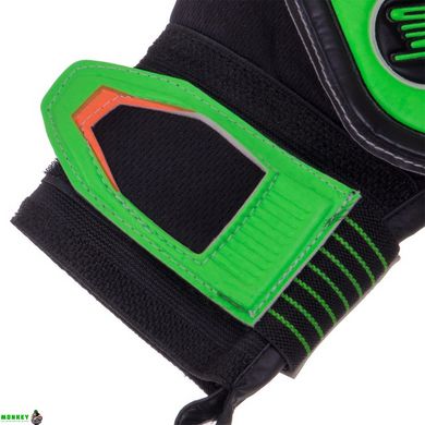Перчатки вратарские SOCCERMAX GK-009 размер 8-10 салатовый-оранжевый-черный