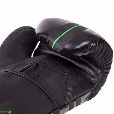 Перчатки боксерские Zelart VL-3085 8-14 унций черный-салатовый