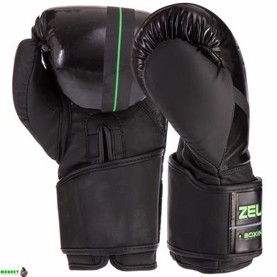 Перчатки боксерские Zelart VL-3085 8-14 унций черный-салатовый