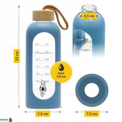 Бутылка для воды спортивная 4FIZJO 750 мл стеклянная Blue (P-5905973404181)