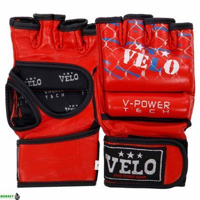 Рукавички для змішаних єдиноборств MMA шкіряні VELO ULI-4032 Червоний L