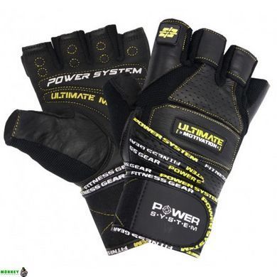 Перчатки для фитнеса и тяжелой атлетики Power System Ultimate Motivation PS-2810 Black Yellow Line S