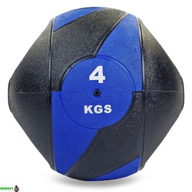 Мяч медицинский медбол с двумя ручками Record Medicine Ball FI-5111-4 4кг черный-синий