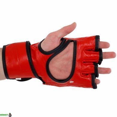 Рукавички для змішаних єдиноборств MMA шкіряні VELO ULI-4032 Червоний L