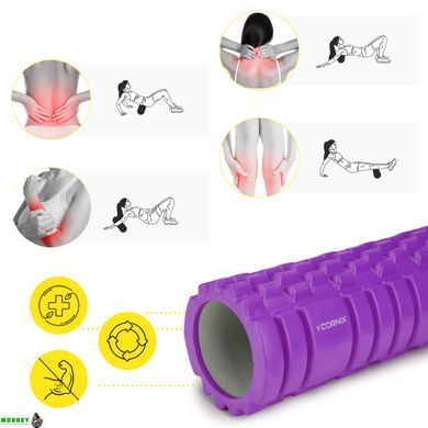 Массажный ролик Cornix EVA 33 x 14 см (валик, роллер) XR-0032 Violet
