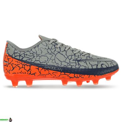 Бутсы футбольная обувь DAOQUAN 2205-B3 размер 35-39 (верх-PU, подошва-TPU, серый-оранжевый)