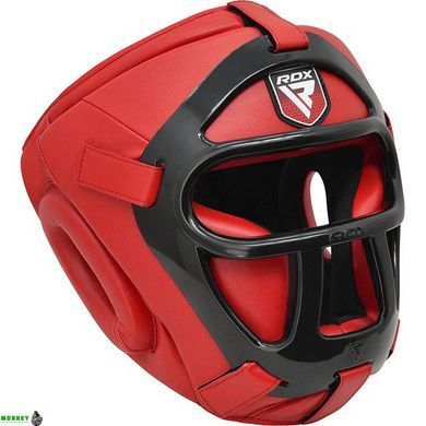 Боксерский шлем RDX T1 Grill Full Red L (капа в комплекте)