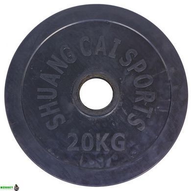 Диски для штанги обгумовані SHUANG CAI SPORTS ТА-1449-20 52мм 20кг чорний