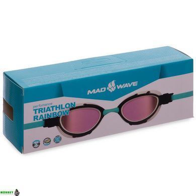 Окуляри для плавання MadWave TRIATHLON Rainbow M042706 Блакитний-чорний
