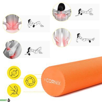 Массажный ролик Cornix EVA+ 90 x 15 см (валик, роллер) XR-0312 Orange