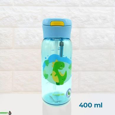 Бутылка для воды CASNO 400 мл KXN-1195 Голубая (Дино) с соломинкой