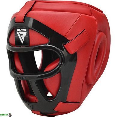 Боксерский шлем RDX T1 Grill Full Red L (капа в комплекте)