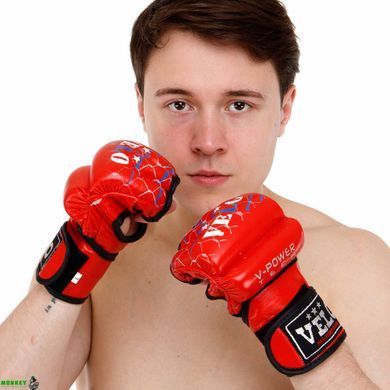 Рукавички для змішаних єдиноборств MMA шкіряні VELO ULI-4032 Червоний L