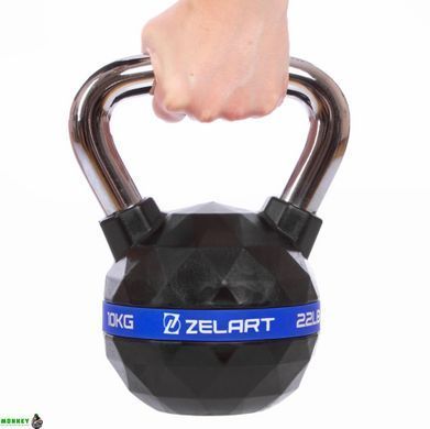 Гиря обрезиненная с хромированной ручкой Zelart FI-1973-10 вес 10кг черный