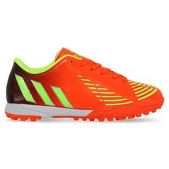 Сороконожки обувь футбольная LIJIN 211-2-2 размер 34-40 (верх-PU, подошва-резина, оранжевый-салатовый)