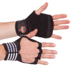Перчатки атлетические для поднятия веса VALEO TA-4419 р-р L-XL (неопрен, PL, эластан, черный-белый)