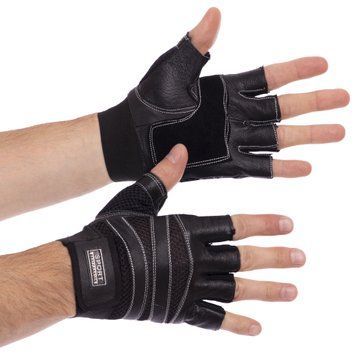 Перчатки спортивные кожаные SPORT SP-Sport BC-1018 Черный L размер