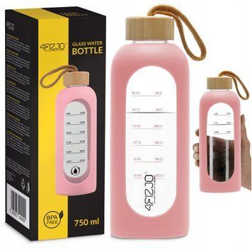 Пляшка для води спортивна 4FIZJO 750 мл скляна Pink (P-5905973404204)