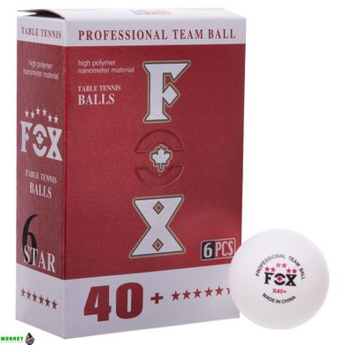 Набор мячей для настольного тенниса FOX 6* T006 40+ 6 шт белый