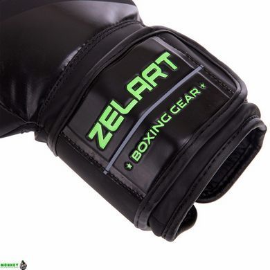 Рукавички боксерські Zelart VL-3085 10 унцій 8-14 унцій чорний-салатовий