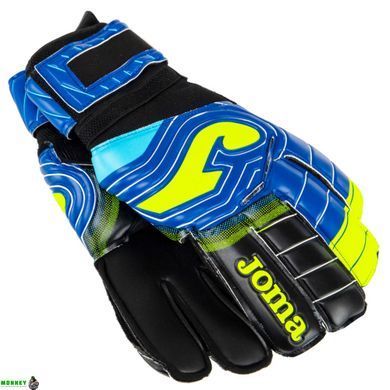 Перчатки вратарские Joma BRAVE 401183-121 (латекс, PL, р-р 8-10, черный-синий-желтый)