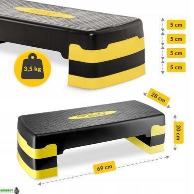 Степ-платформа 3-ступінчаста 4FIZJO 69 х 28 х 10-15-20 см Black/Yellow (P-5907739311436)