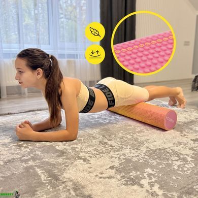 Массажный ролик Cornix EVA+ 90 x 15 см (валик, роллер) XR-0313 Pink