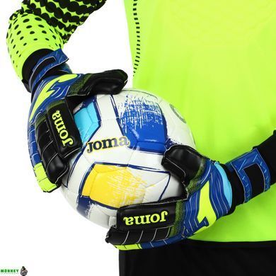 Перчатки вратарские Joma BRAVE 401183-121 (латекс, PL, р-р 8-10, черный-синий-желтый)